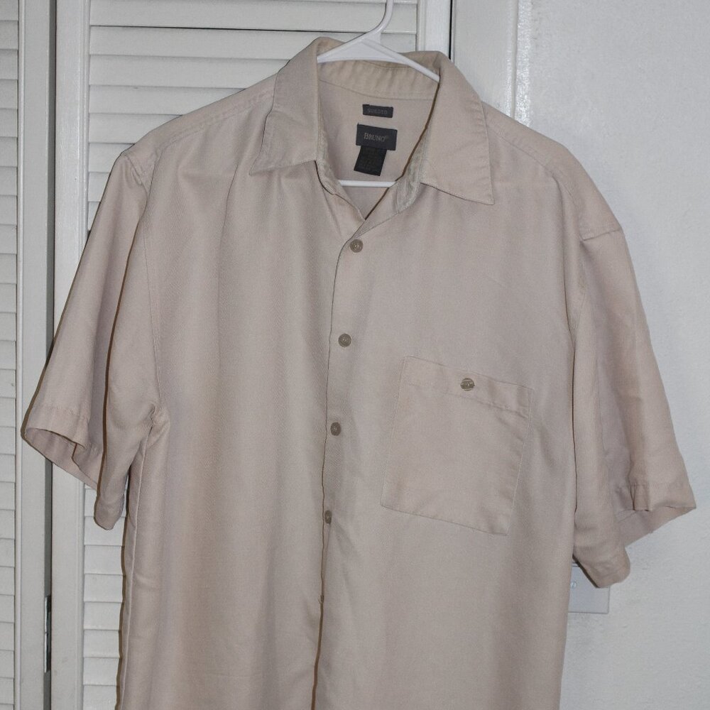 Bruno Shirt Mens Large Sueded Short Sleeve Dress Shirt